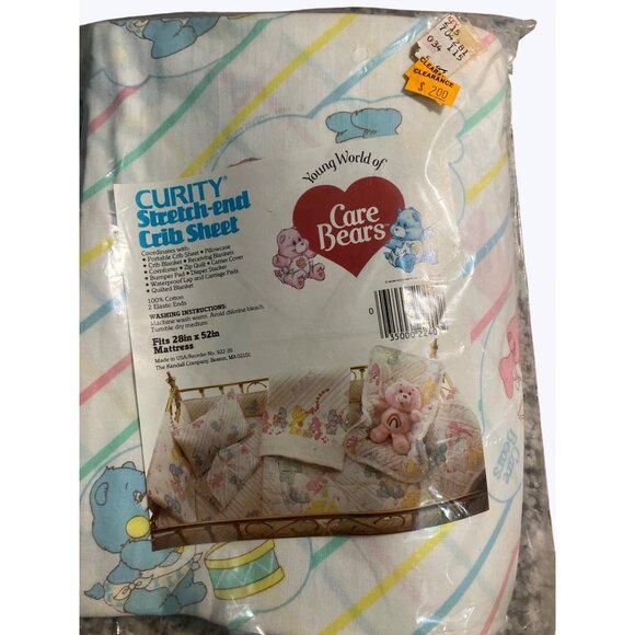 Care Bears Crib Sheet Stretch-End Fits 28x52 Inch Mattress Machine Washable - Picture 1 of 11